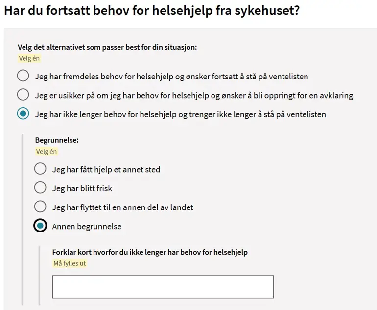 Spørreskjema Helsenorge