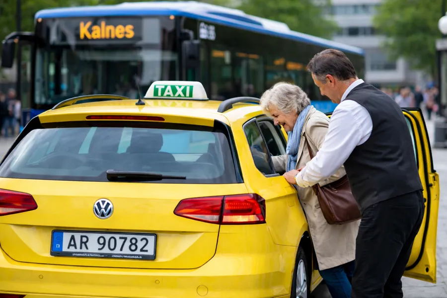 KI generert bilde av taxi og pasient