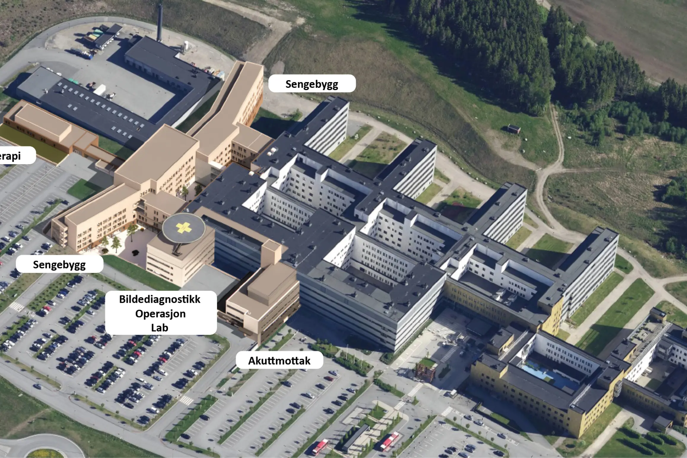 Illustrasjon: Nytt stråle og somatikkbygg