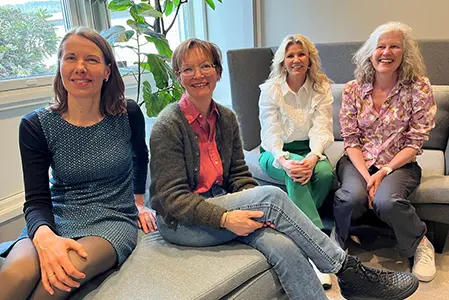 Hilde N. Nymoen (prosjektmedarbeider) i Vestre Viken, Trude Ottem (prosjektmedarbeider) i Sykehuset i Vestfold, Yvonne Kristoffersen (prosjektmedarbeider) i Sykehuset Østfold og Mia Iversen (prosjektleder) i Vestre Viken.