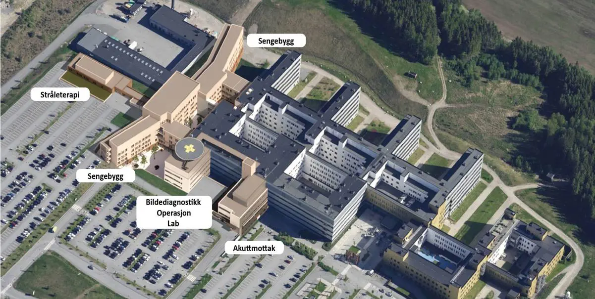 Skisse av nytt stråle- og somatikkbygg