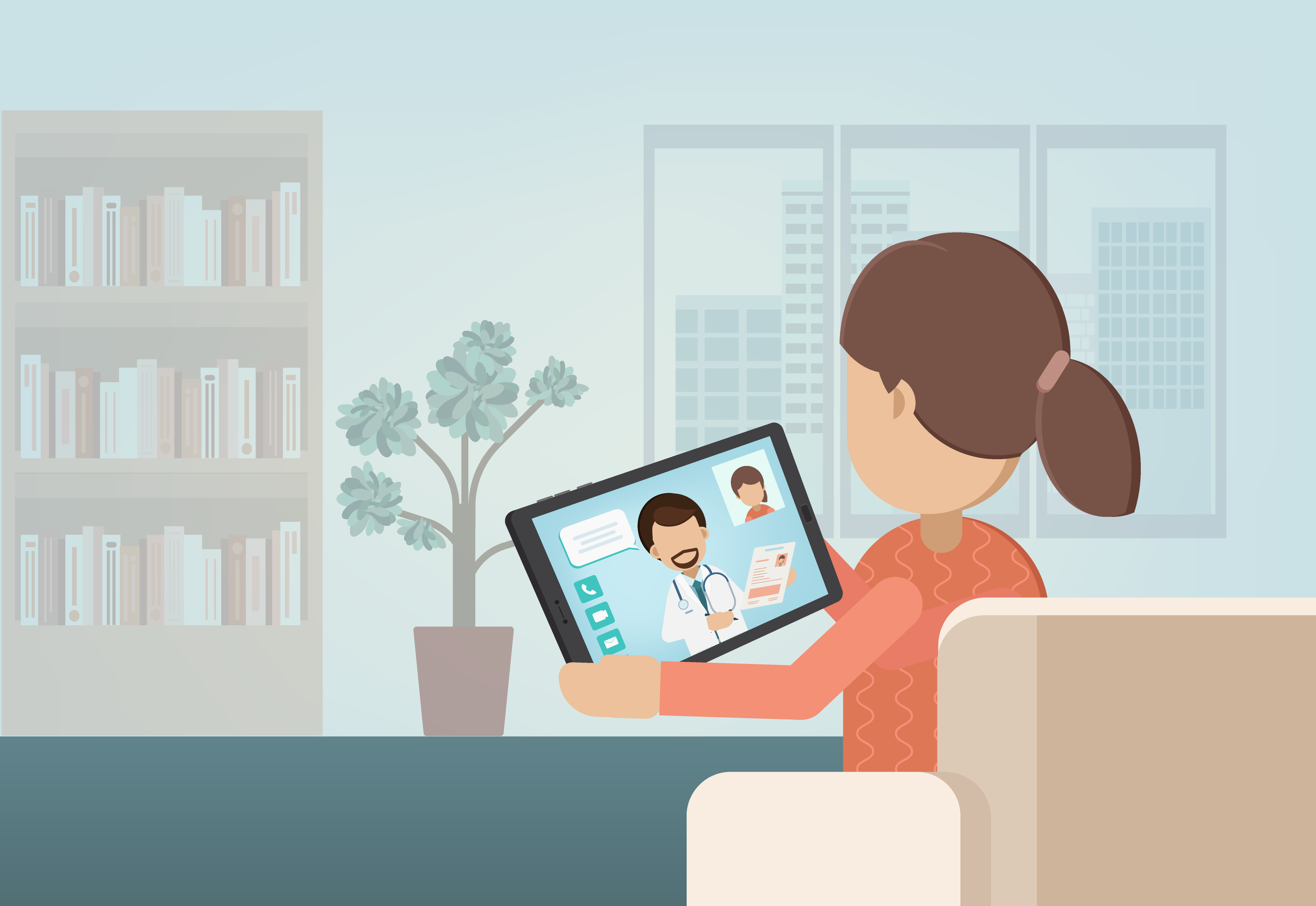 Illustrasjon: Dame som holder et nettbrett