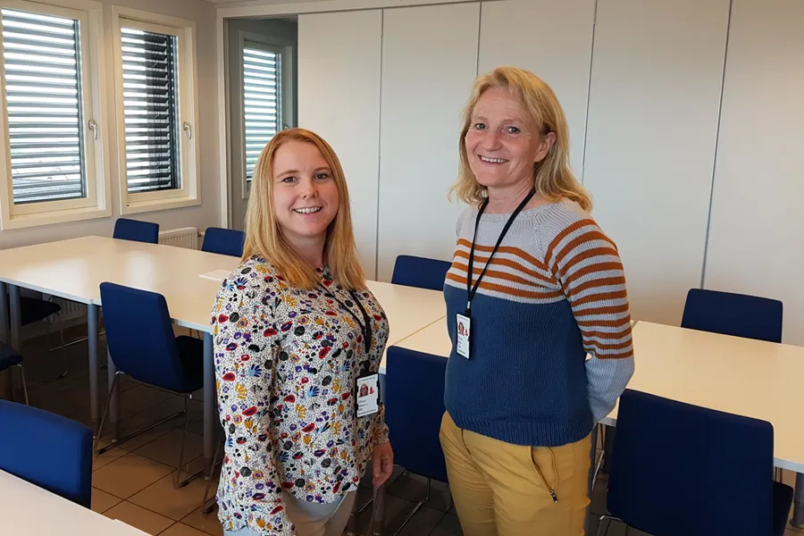 Spesialfysioterapeut Kirsten Eggen og helsesykepleier Torunn Finpå.