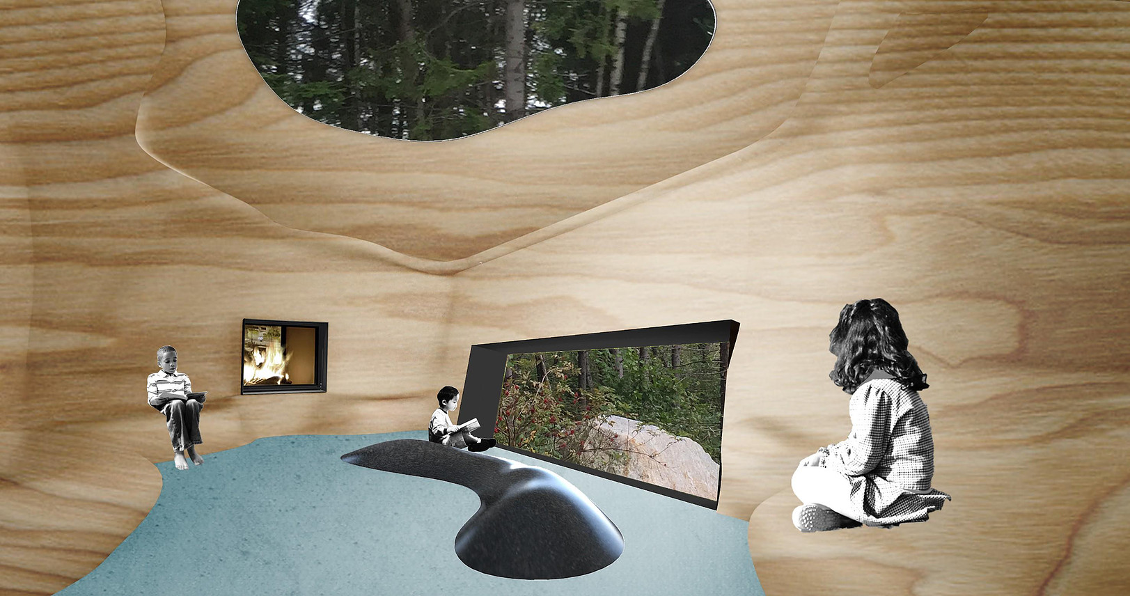 Et videospill med en gruppe mennesker som sitter på en sofa