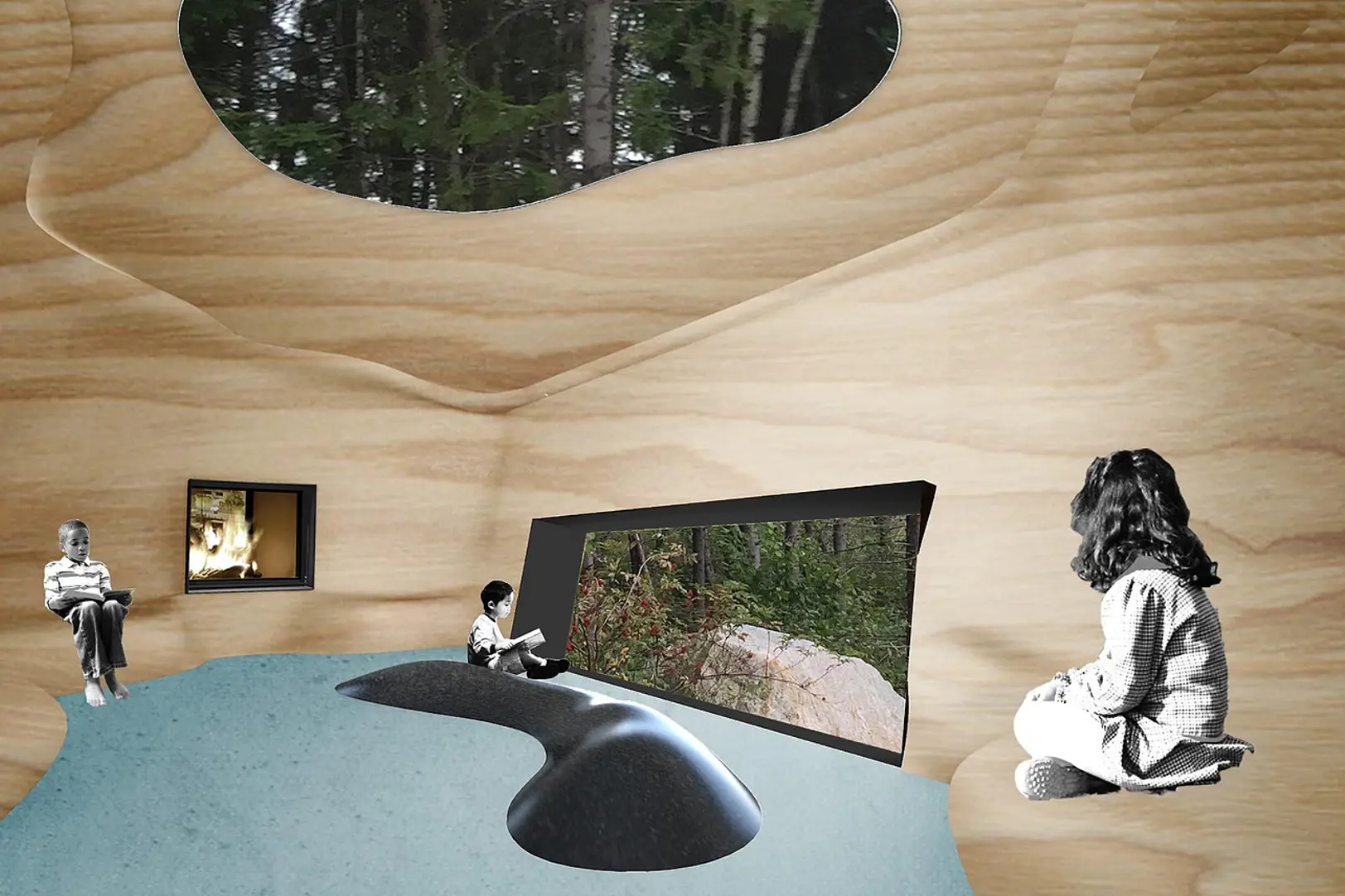 Et videospill med en gruppe mennesker som sitter på en sofa