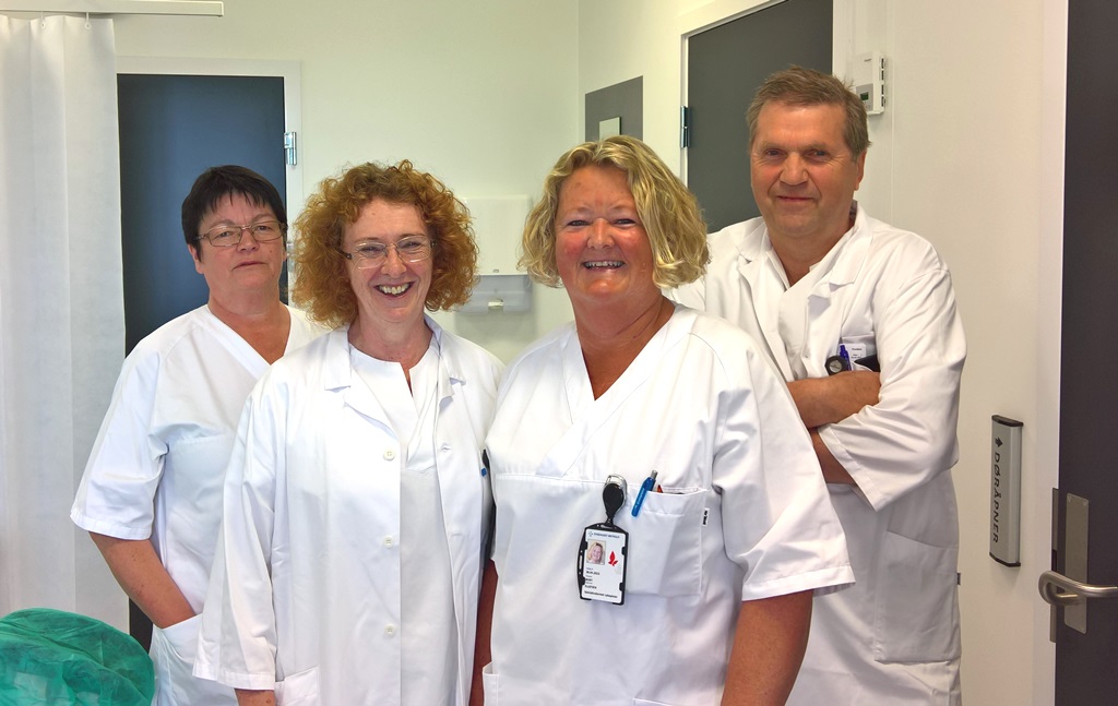 Sykepleier og uroterapeut Nina Rosten, seksjonsoverlege Kari Western, sykepleier og uroterapeut Berit Ellefsen, og overlege Thom