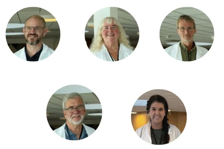 Fotokollage av sykehusets fem prester